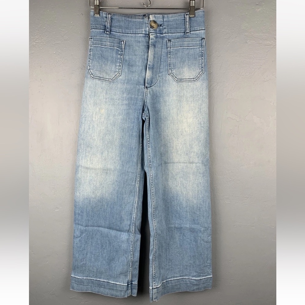 Pilcro & The Letterpress Jeans Wide Leg High Waist Light Wash Stretch Sz 27